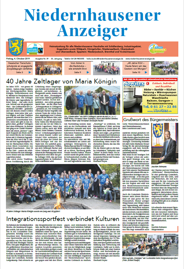 Niedernhausener Anzeiger Ausgabe 39 vom 04.10.2019